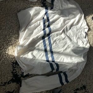 rare brandy melville blue + white stripe crew neck
